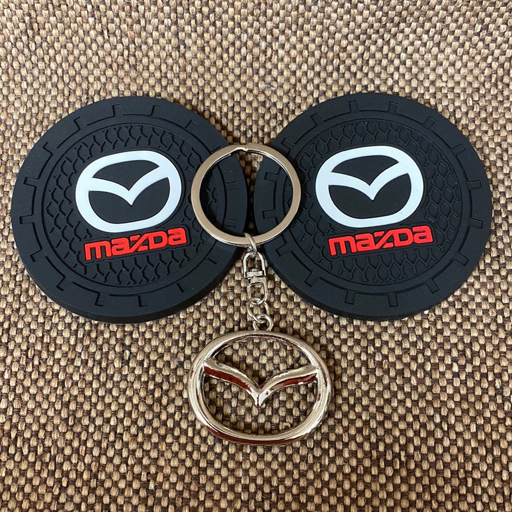 Mazda keychain and car cup coasters